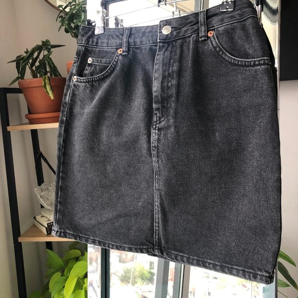 Moto Top Shop Denim Mini Skirt - Picture 1 of 3
